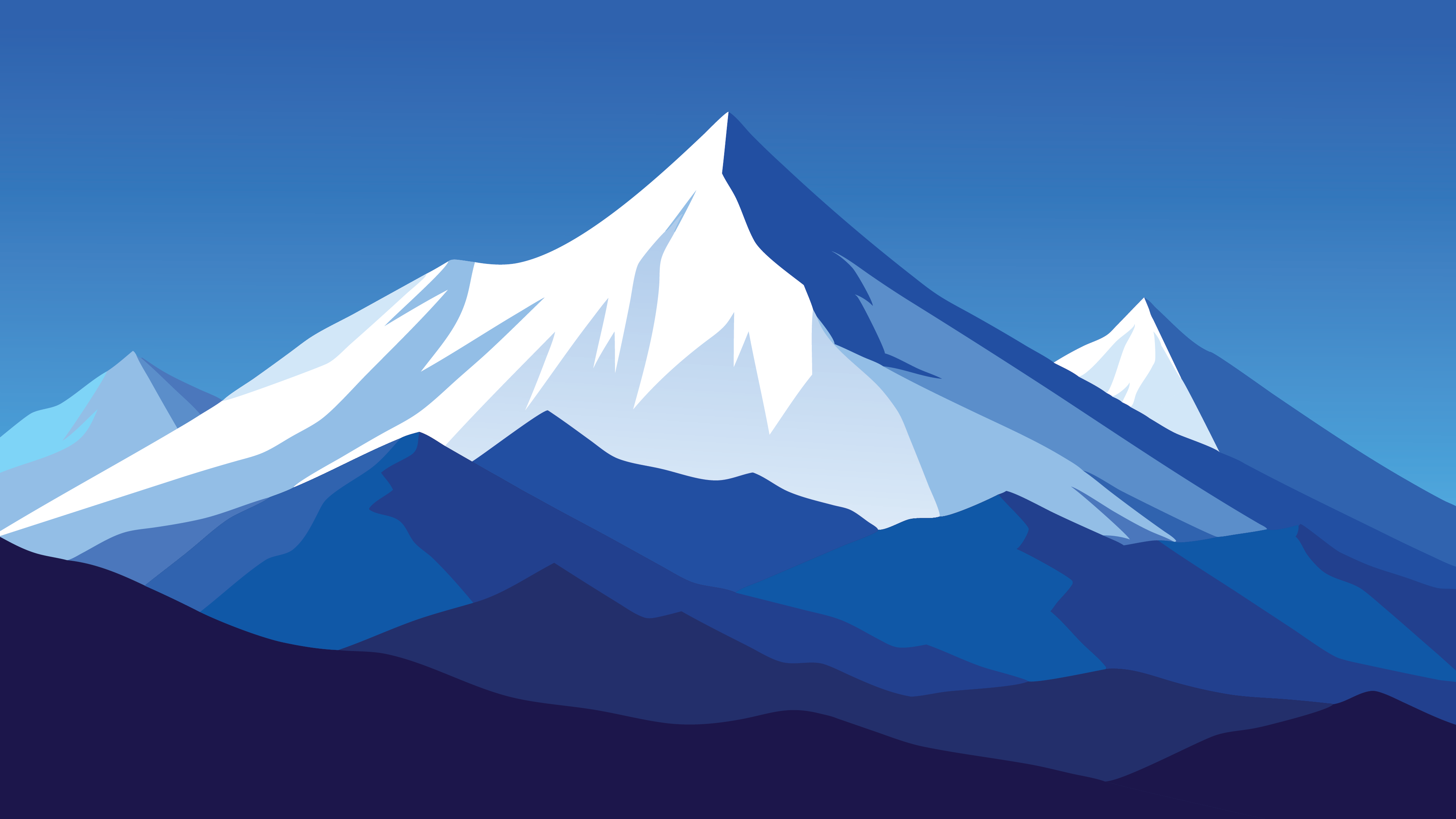 Snow-capped mountain peak rising over dark pines