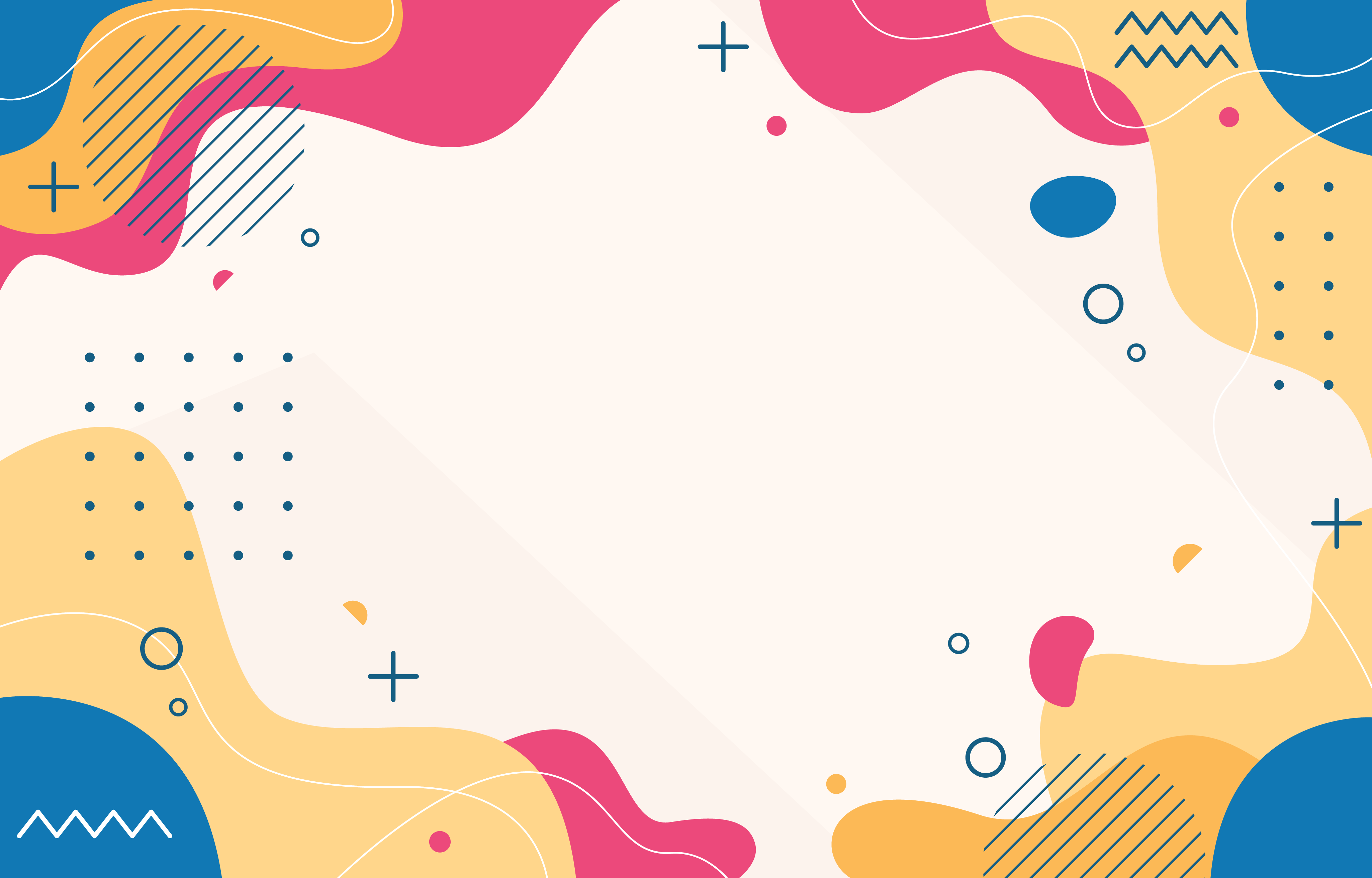 Abstract educational-themed background with colorful organic shapes and playful doodle accents